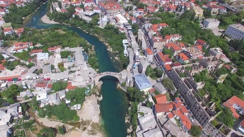 Aerial view of Mostar city in Bosnia