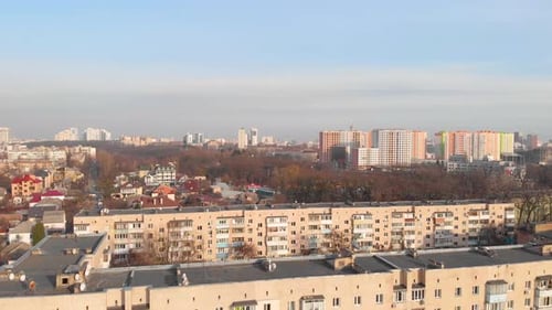 Aerial View of City and Suburban Neighborhoods