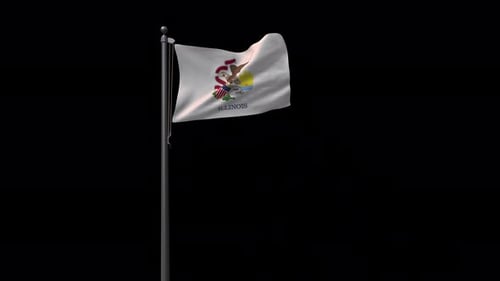 Illinois State Flag , 4K Prores 4444 Footage With Alpha