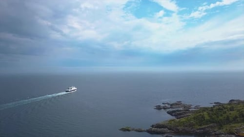 The Ferry Sails Across the Ocean