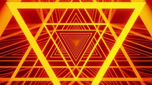 Newest Orange Neon Triangle Vj Loop Tunnel Background 4K