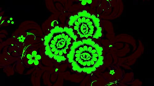 Abstract ornamental digital green floral pattern
