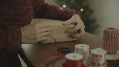 Gift Wrapping Present for Christmas Holiday Season