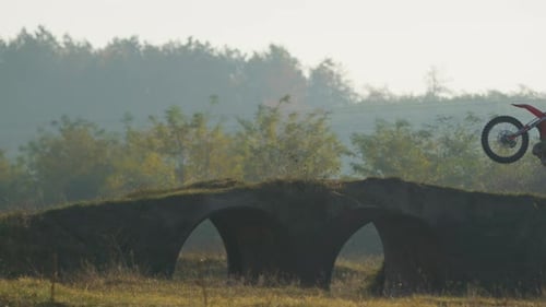 Motocross stunts on a bridge