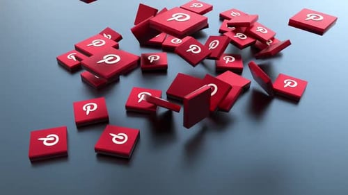 Falling Pinterest Logo Icons 3D Animation