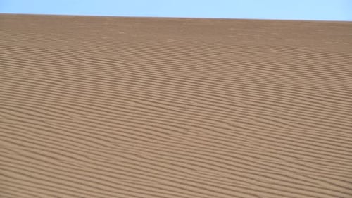 Parallel Sand Pattern Lines on Dune Surface in Desert