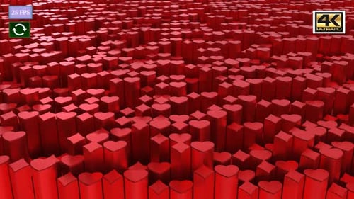 Abstract Red Hearts and Card Suits Pillar Animation