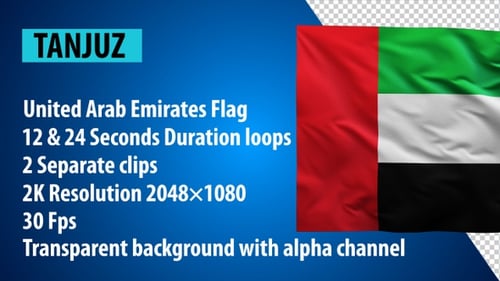 United Arab Emirates Flag Waving with Alpha Channel