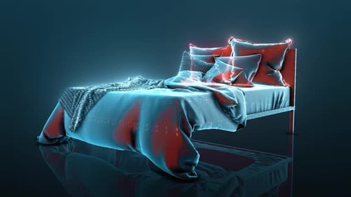 Digital Scanning Effect on Modern Bed