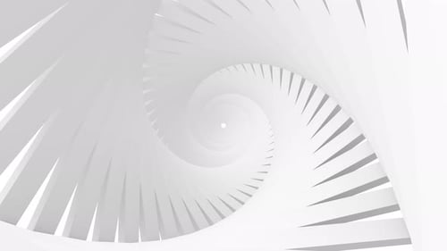 Futuristic Empty White Corridor With Rectangular Walls And Bright Light