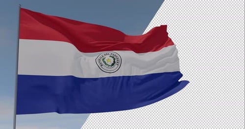 Realistic Paraguay Flag Waving Loopable Animation with Alpha Channel