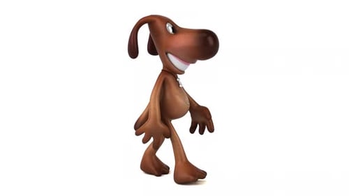 Cute Brown Cartoon Dog Character Walking Loop Animation