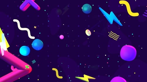 Dynamic Abstract 3D Shapes Neon Background Loop