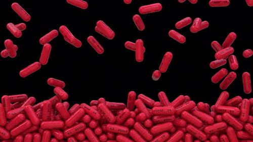 Red COVID-19 Pills Filling Screen Animation