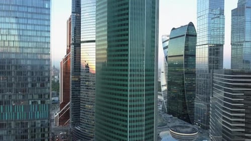 Skyscrapers in City Downtown, Aerial View