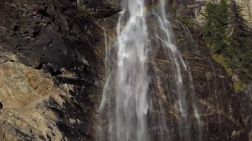 Aerial View of a Waterfall in the Mountains