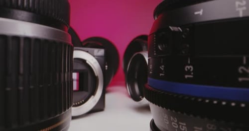 Camera Equipment and Lenses in Close Up