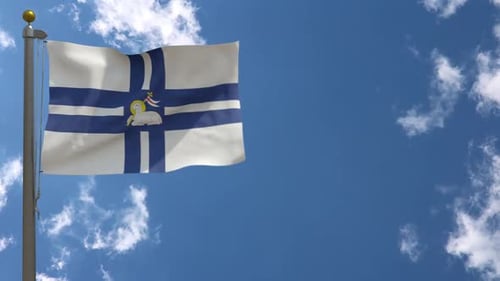 Waving Christian Religious Flag with Lamb of God Symbol