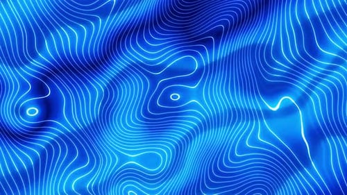 Abstract Blue Glowing Topographic Contour Lines Background Loop