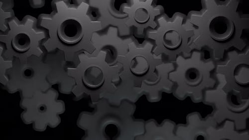 gears in motion. animation loop on the theme of the mechanism or process of activity