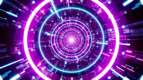 Flickering Neon Pink Light Cyber Tunnel