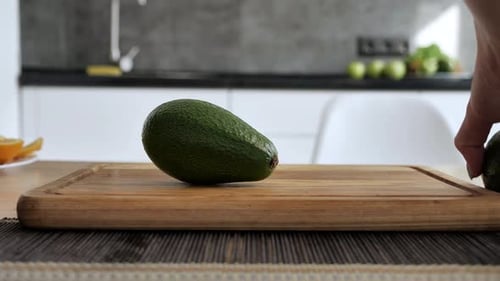 Avocados on Cutting Board in Bright Kitchen