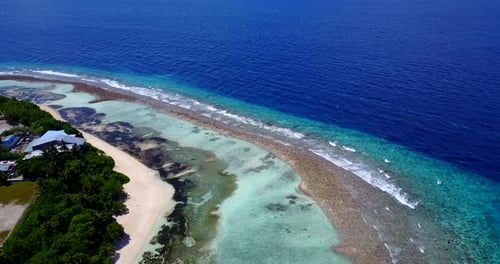 Wide overhead abstract shot of a summer white paradise sand beach and turquoise sea background in be