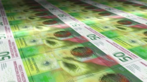 Swiss Franc money sheet printing seamless loop