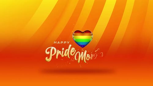 Animated Happy Pride Month Title with Rainbow Heart Reveal