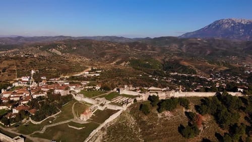 Aerial View of the Old Fortress in Mountains