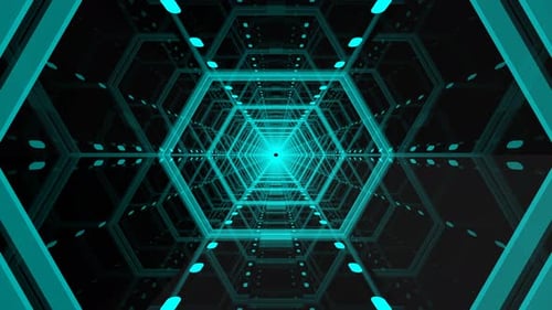 Futuristic Glowing Hexagonal Tunnel Loop Background