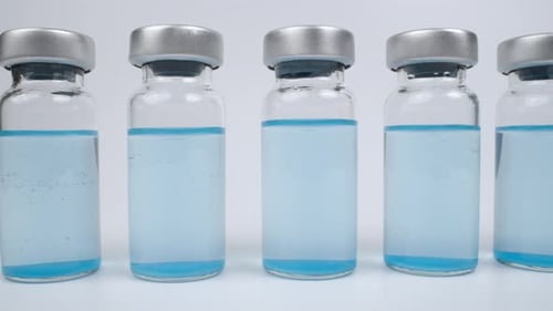 Vaccine Vials Lined Up for Medical Research