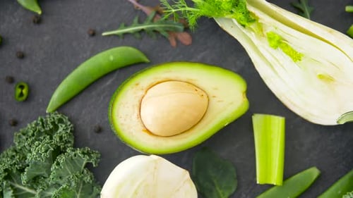 Close Up of Green Vegetables on Stone Table 70