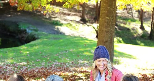 Family having picnic in the park