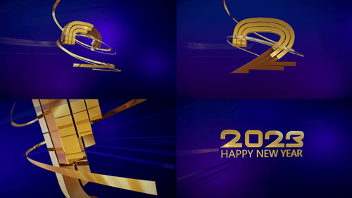 Happy New Year 2023 Golden Title Reveal Animation