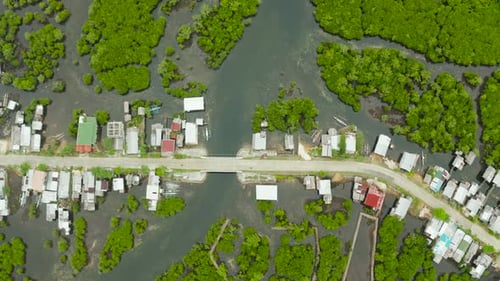 Aerial View of Town Is in Mangroves. Siargao,Philippines.