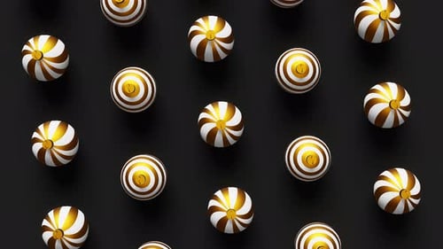 Elegant Abstract Spheres Gold White Pattern Seamless Loop