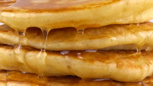 Syrupy Stack of Pancakes Close Up