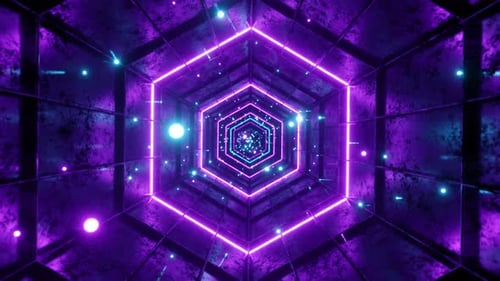 Seamless Loop Motion Graphic of Flying into Rotation Hexagon Tunnel