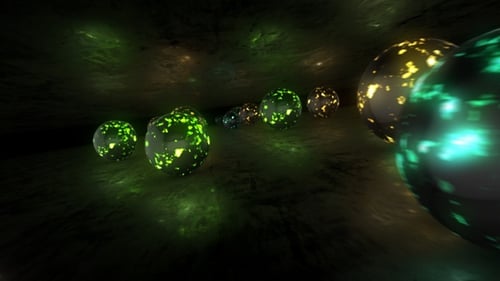 Futuristic Abstract Glowing Spheres Tunnel Loop