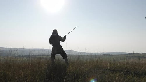 Man training with a sword