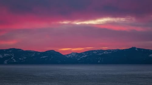 Lake View at Sunset with Mountains