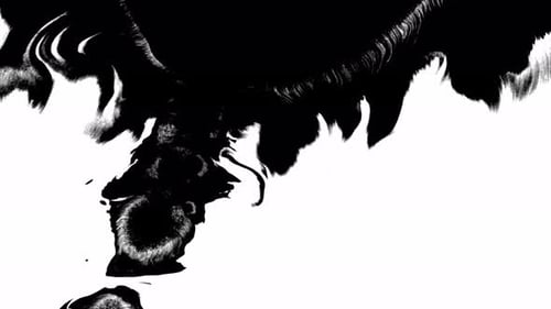 Abstract black ink spreading on white background