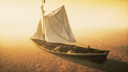 Bateau de pêche ou de pêcheur abandonné dans le désert