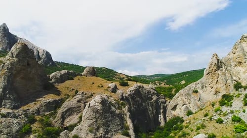 Beautiful mountain landscape with rock massifs