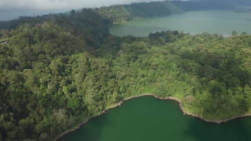 Drone Over Green Lake And Forests