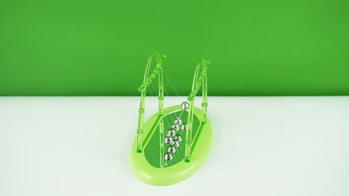 Green Pendulum Balls Newton On White Green Background 3