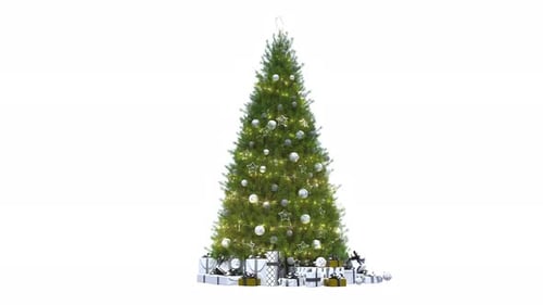 Animated Christmas Tree with Flashing Lights and Presents