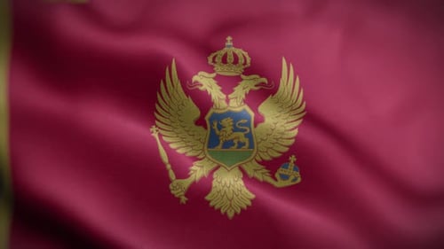 Realistic Waving Flag with Golden Double-Headed Eagle Emblem