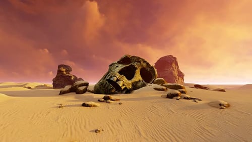 Cráneo de criatura en el desierto